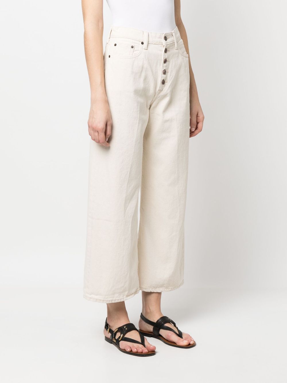 Shop Polo Ralph Lauren Cropped Wide-leg Trousers In Nude