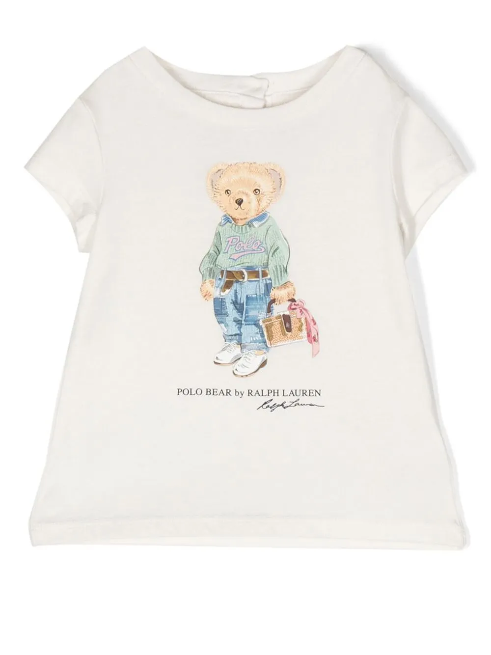 

Ralph Lauren Kids playera con motivo Teddy Bear - Blanco