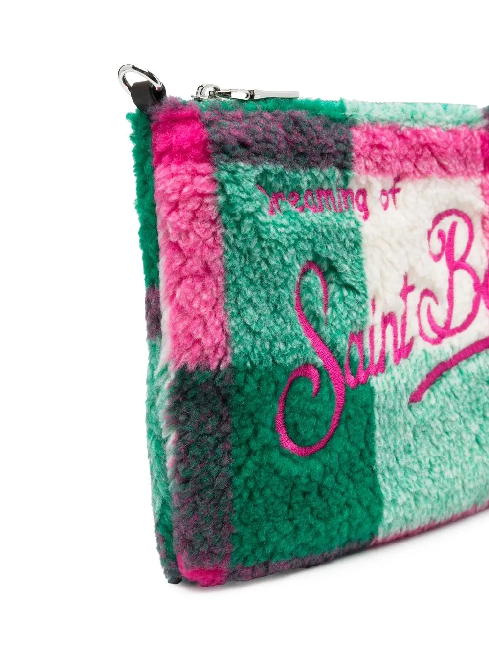 

MC2 Saint Barth Kids sherpa check-pattern clutch bag - Verde