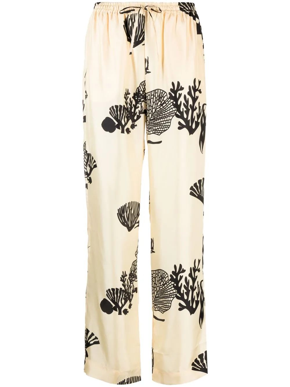 

Asceno Aurelia Reef-print silk wide-leg trousers - Yellow