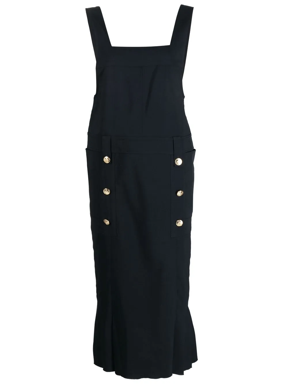 

Low Classic pleated double-buttoned pinafore dress - Blue