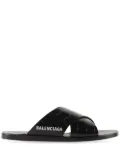 Balenciaga embossed-crocodile crossover slides - Black