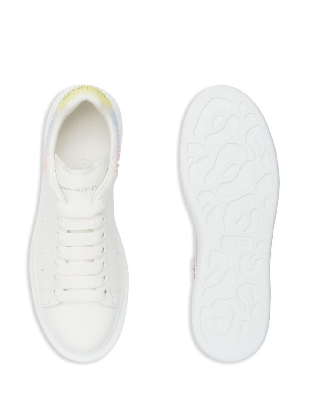 Shop Alexander Mcqueen Crystal-embellished Leather Sneakers In White