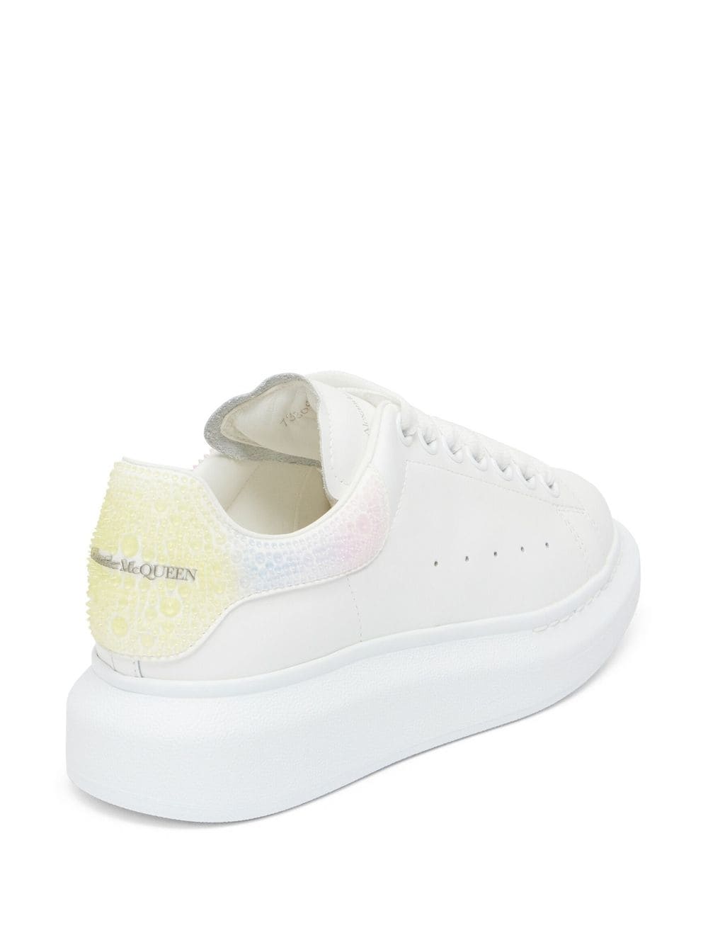 Shop Alexander Mcqueen Crystal-embellished Leather Sneakers In White