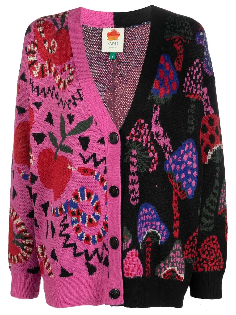 

FARM Rio mix-print two-tone cardigan - Black