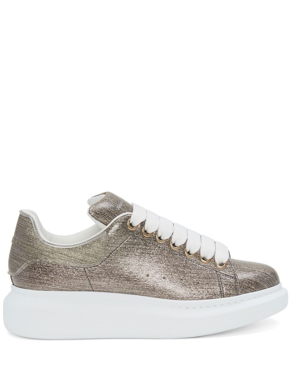 

Alexander McQueen gold-tone metallic effect leather trainers