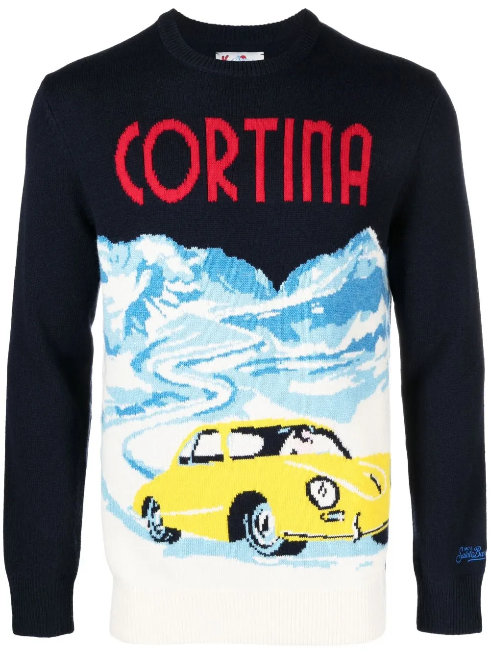 

MC2 Saint Barth Cortina Vintage-Postcard knitted jumper - Blue