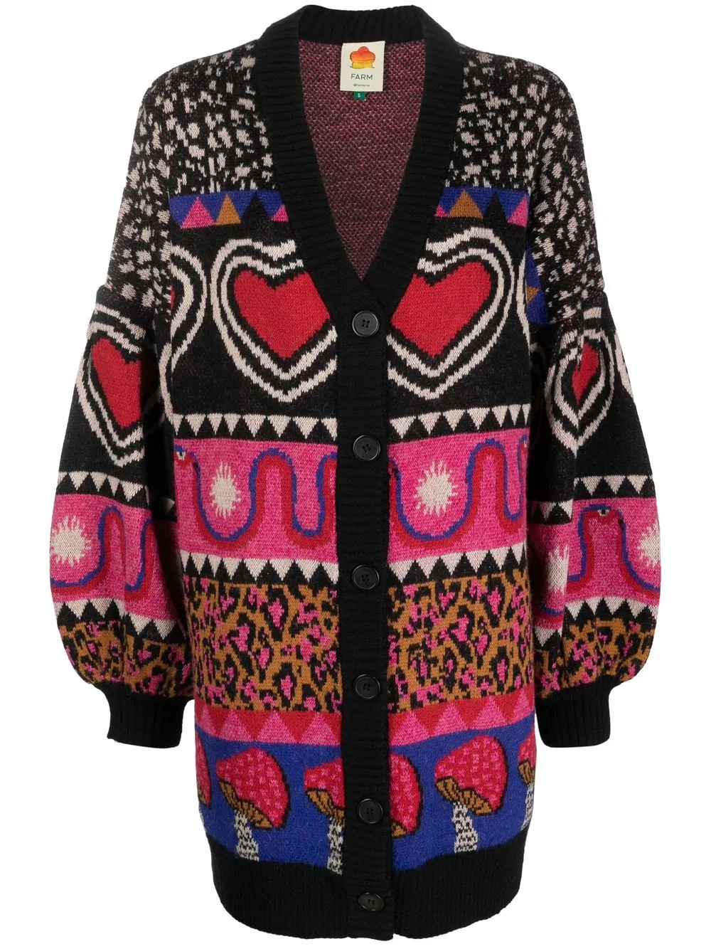 

FARM Rio Elements Ainika patterned-jacquard cardigan - Black