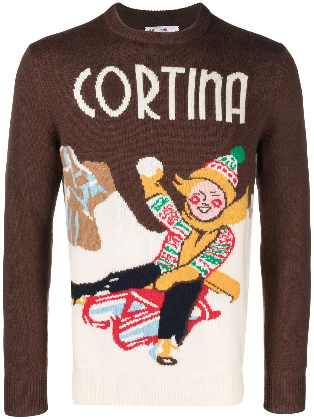 

MC2 Saint Barth Cortina Vintage-Postcard knitted jumper - Brown