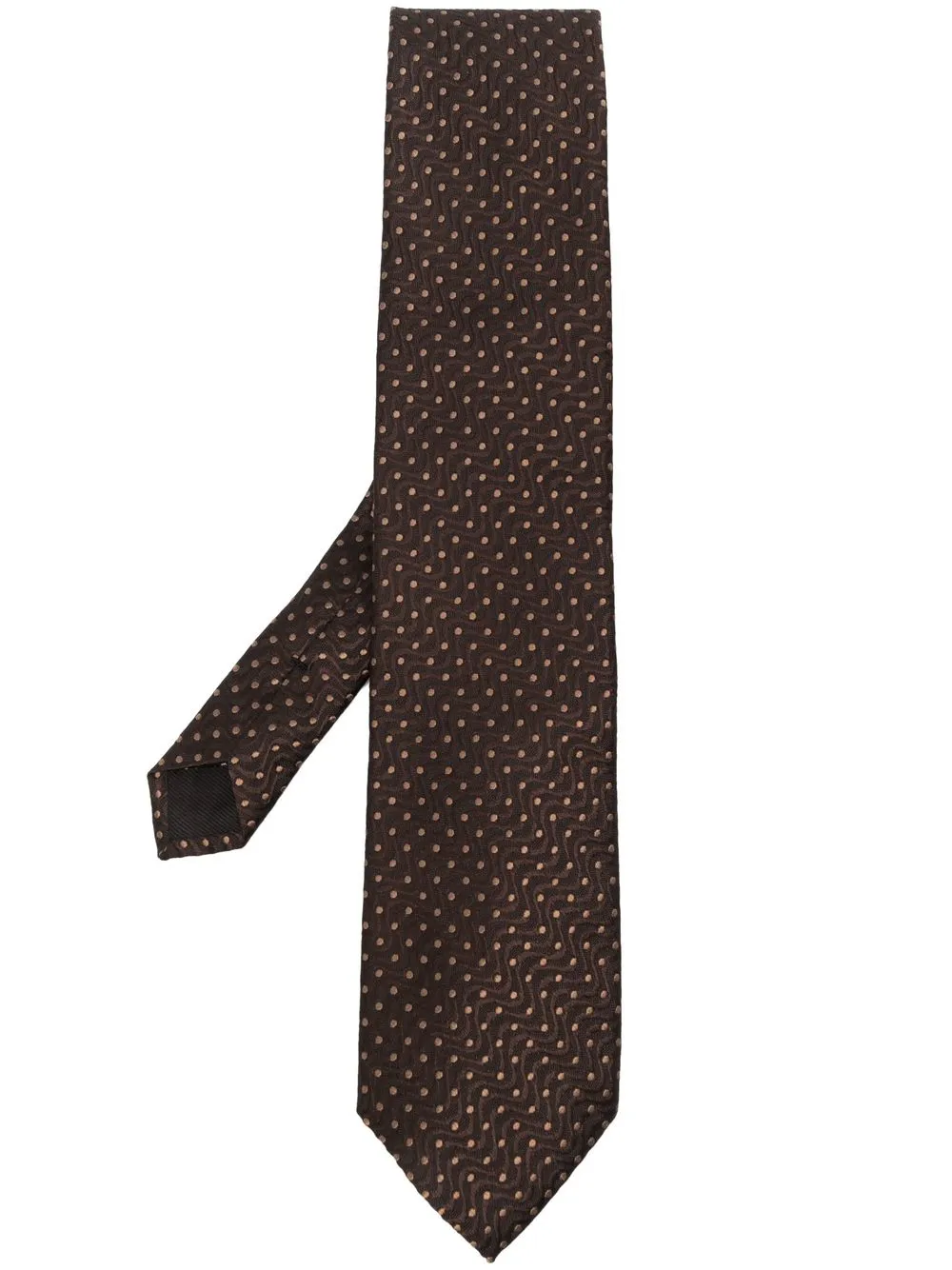 

TOM FORD wave spot jacquard silk tie - Brown