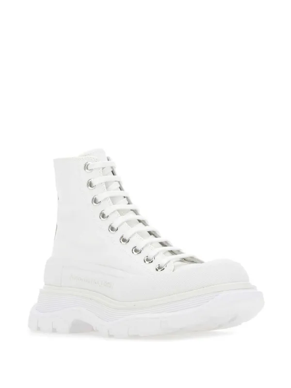 ショートブーツ・ブーティ Alexander Mcqueen White Raffia Tread Slick Sneakers Alexander McQueen ALEXANDER MCQUEEN White Raffia Tread Slick