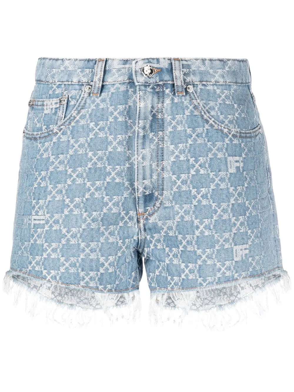 

Off-White monogram-print denim shorts - Blue