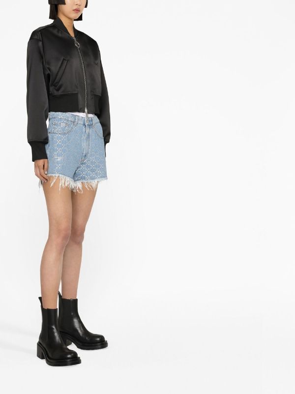 Off-White monogram-print Denim Shorts - Farfetch