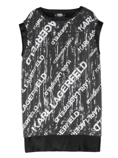Karl Lagerfeld Kids logo-print sequin-embellished dress