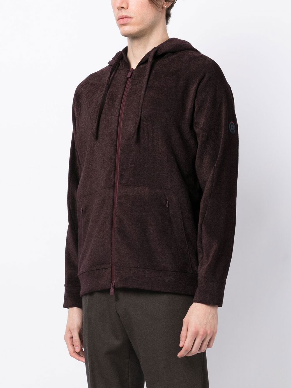 Shop Lardini Zip-up Drawstring Hoodie In Brown