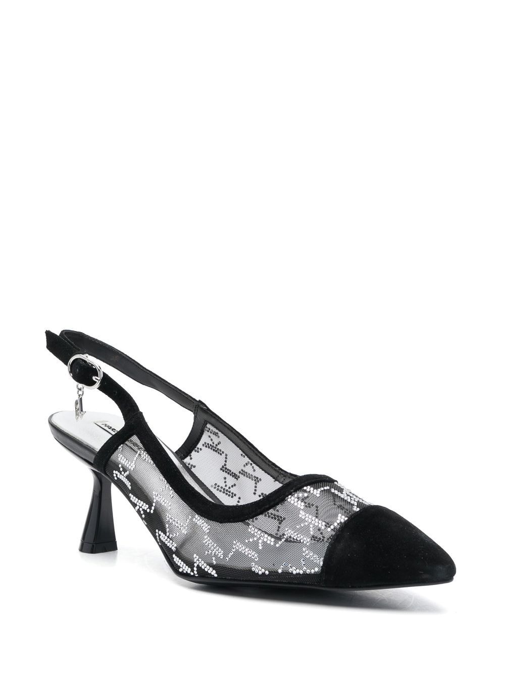 Karl Lagerfeld Panache slingback pumps met stras - Zwart