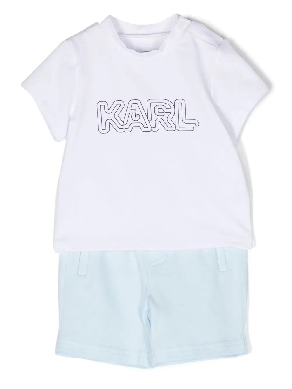 

Karl Lagerfeld Kids set de shorts y playera con motivo Teddy Bear - Blanco