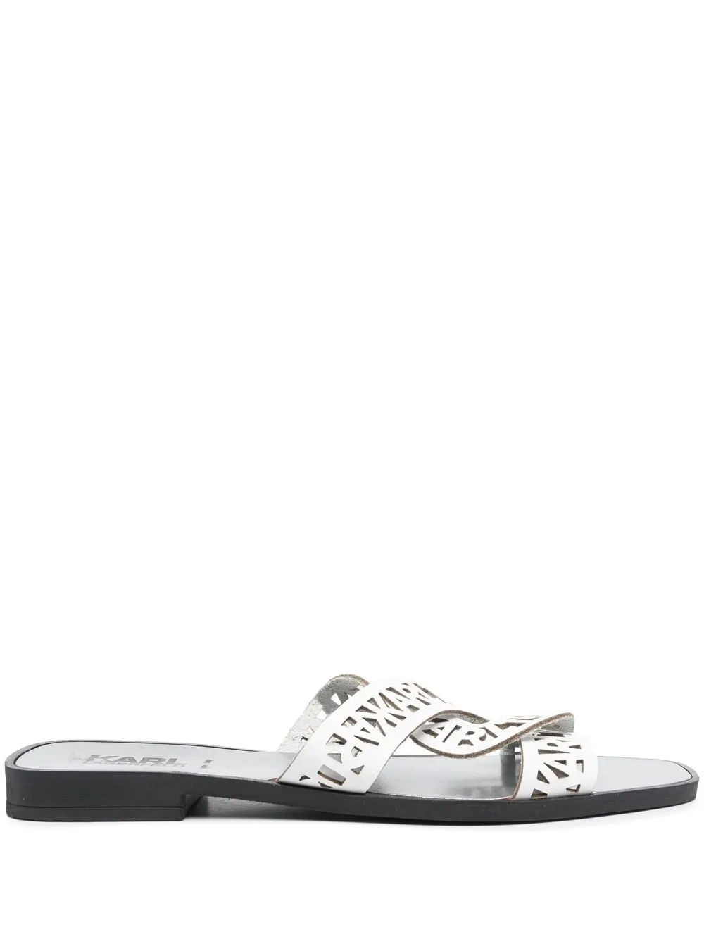 

Karl Lagerfeld Skoot interlock logo-strap mules - White