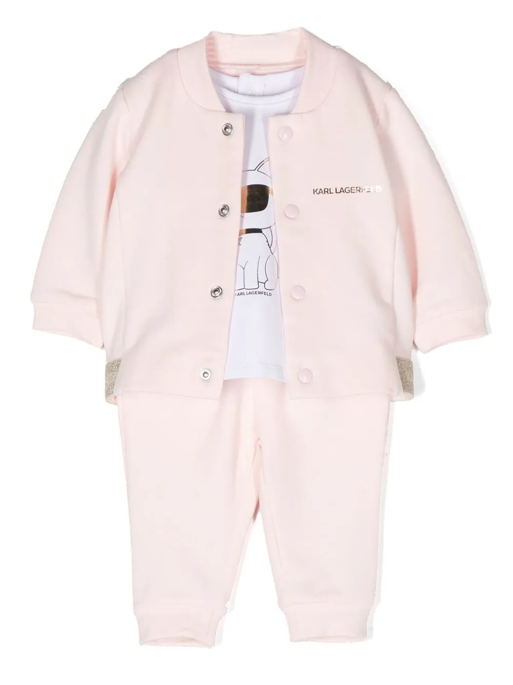 Karl Lagerfeld Babies' Choupette-print Tracksuit Set In Rosa