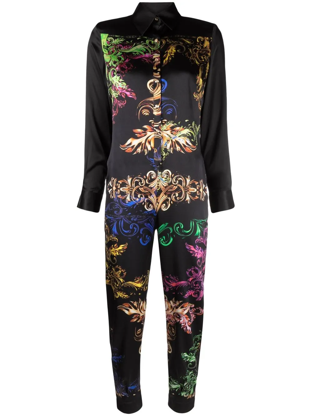 

Atu Body Couture x Tessitura baroque-print belted silk jumpsuit - Black