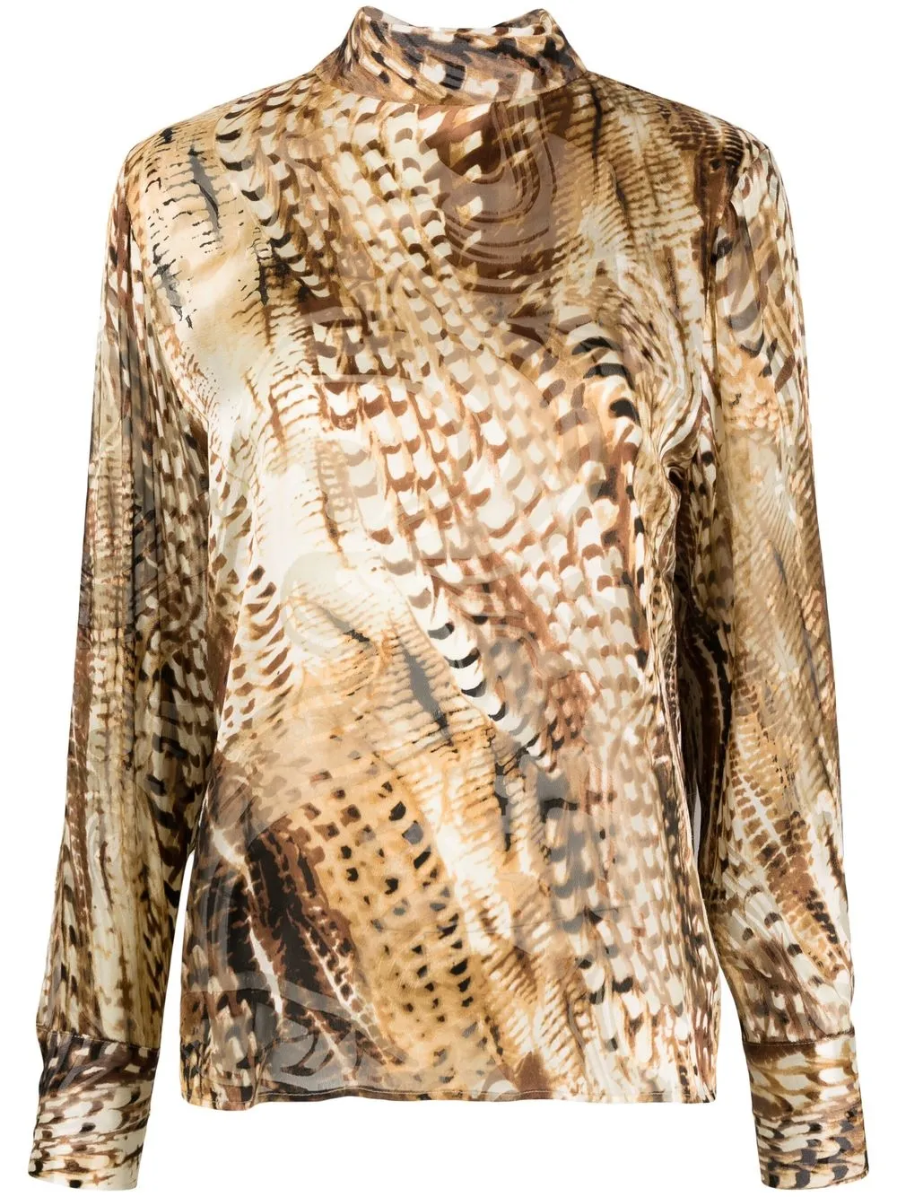 

Atu Body Couture x Tessitura abstract-print silk blouse - Neutrals