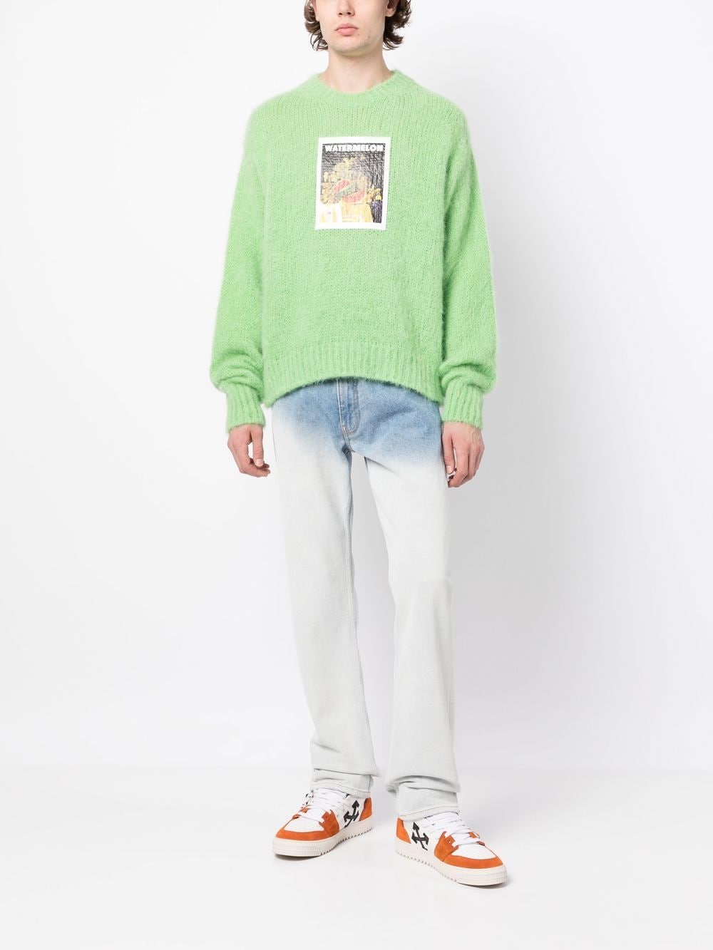 Shop Denim Tears Watermelon-print Knit Jumper In Green