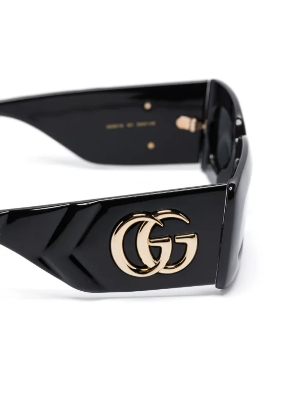 GUCCI GGロゴスクエアサングラス 001 Gucci Eyewear スクエアフレーム サングラス | ブラック | FARFETCH JP