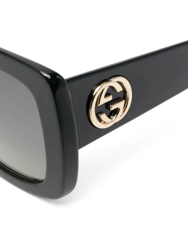 Gucci Eyewear Double G logo sunglasses unisex Acetate 53 Black