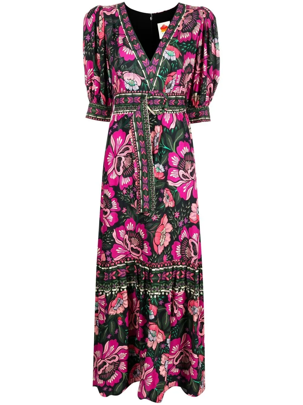 

FARM Rio floral-print puff-sleeve dress - Pink