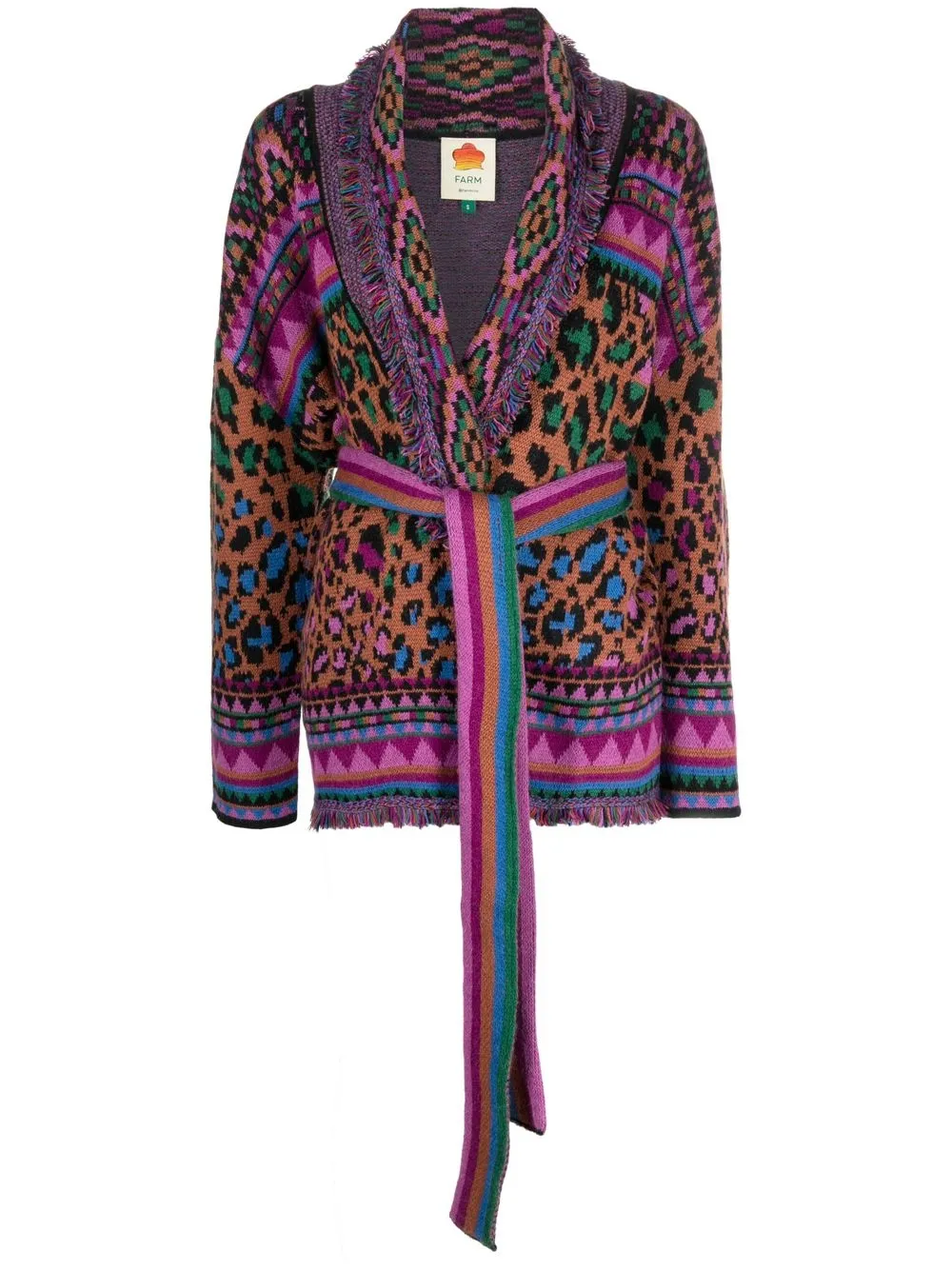 

FARM Rio Ankia mix-print knitted cardigan - Purple