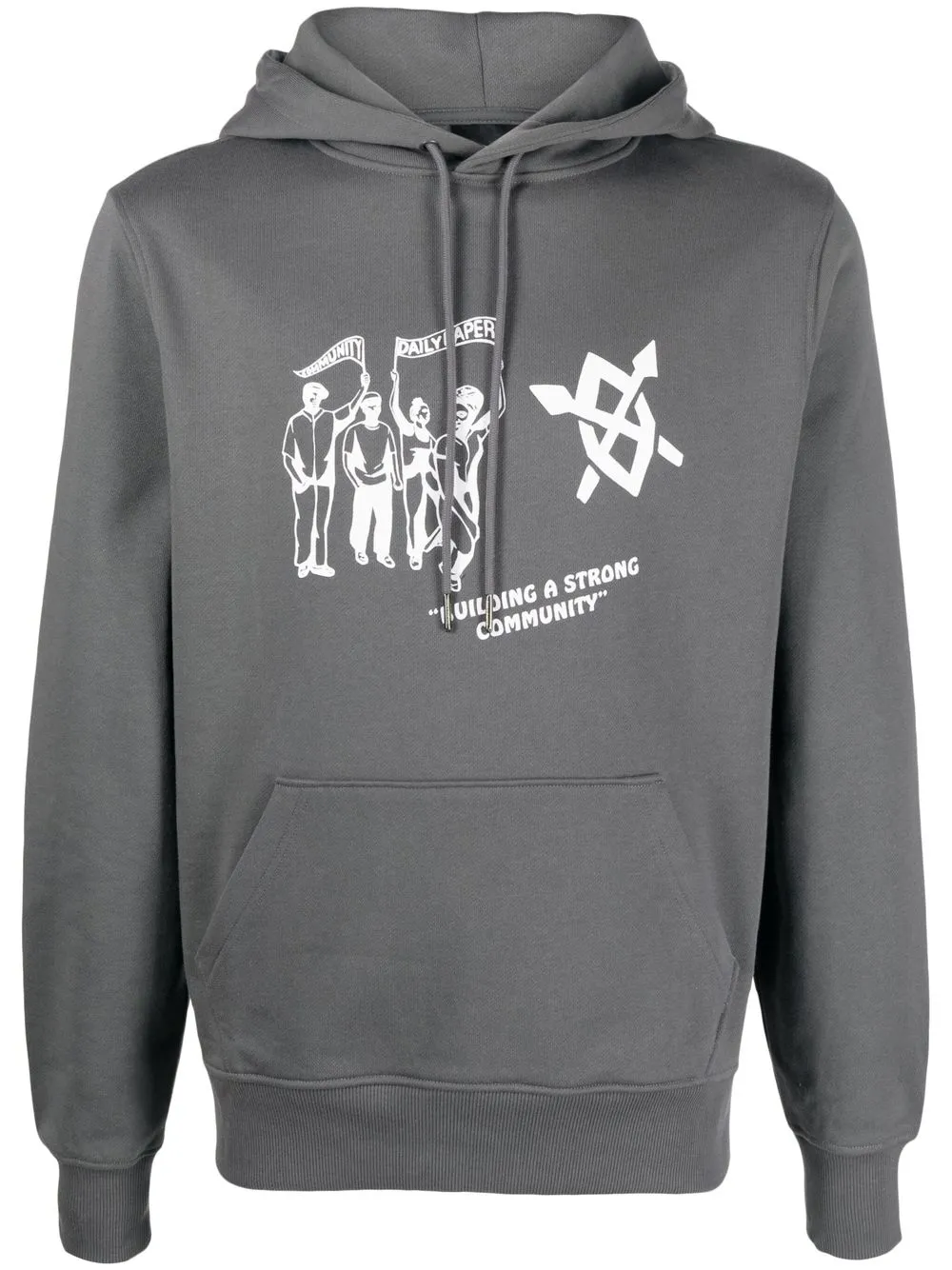 

Daily Paper graphic-print pouch-pocket hoodie - Grey