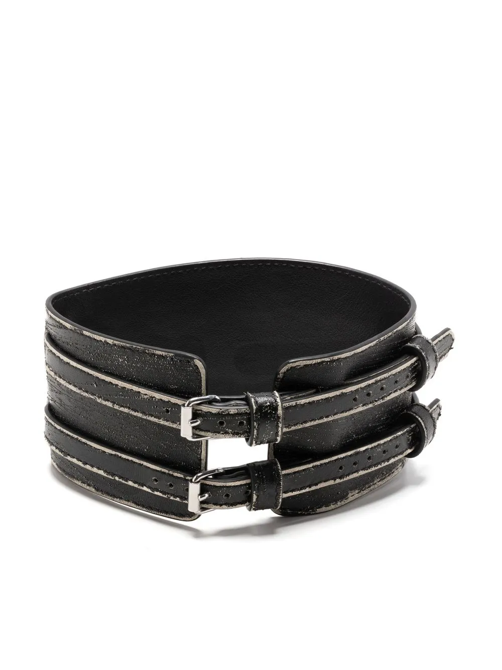 

MM6 Maison Margiela distressed double-buckle arm cuff - Black