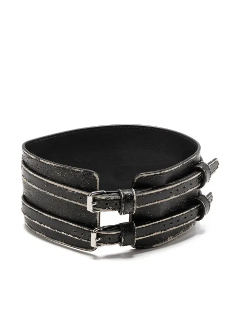 MM6 Maison Margiela distressed double-buckle arm cuff