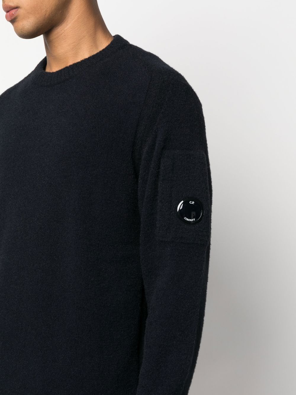 Shop C.p. Company Logo-patch Sleeve Knit Jumper In Schwarz