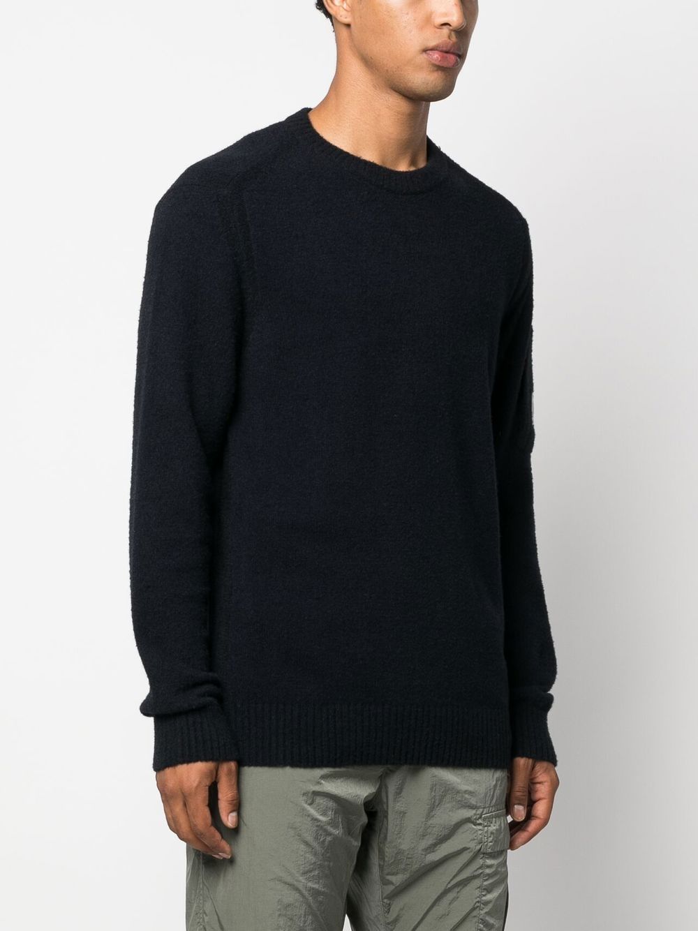 Shop C.p. Company Logo-patch Sleeve Knit Jumper In Schwarz