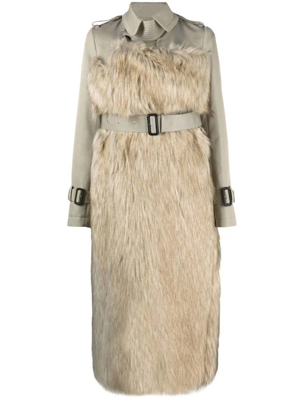 

sacai panelled trench coat - Neutrals