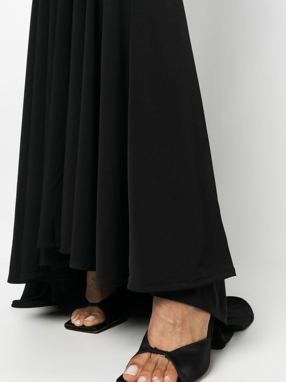 Shop Atu Body Couture Long-sleeve Flared Gown In Black
