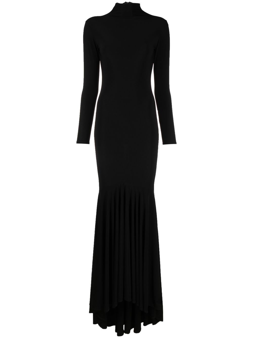Atu Body Couture Long-sleeve Flared Maxi Skirt In Black