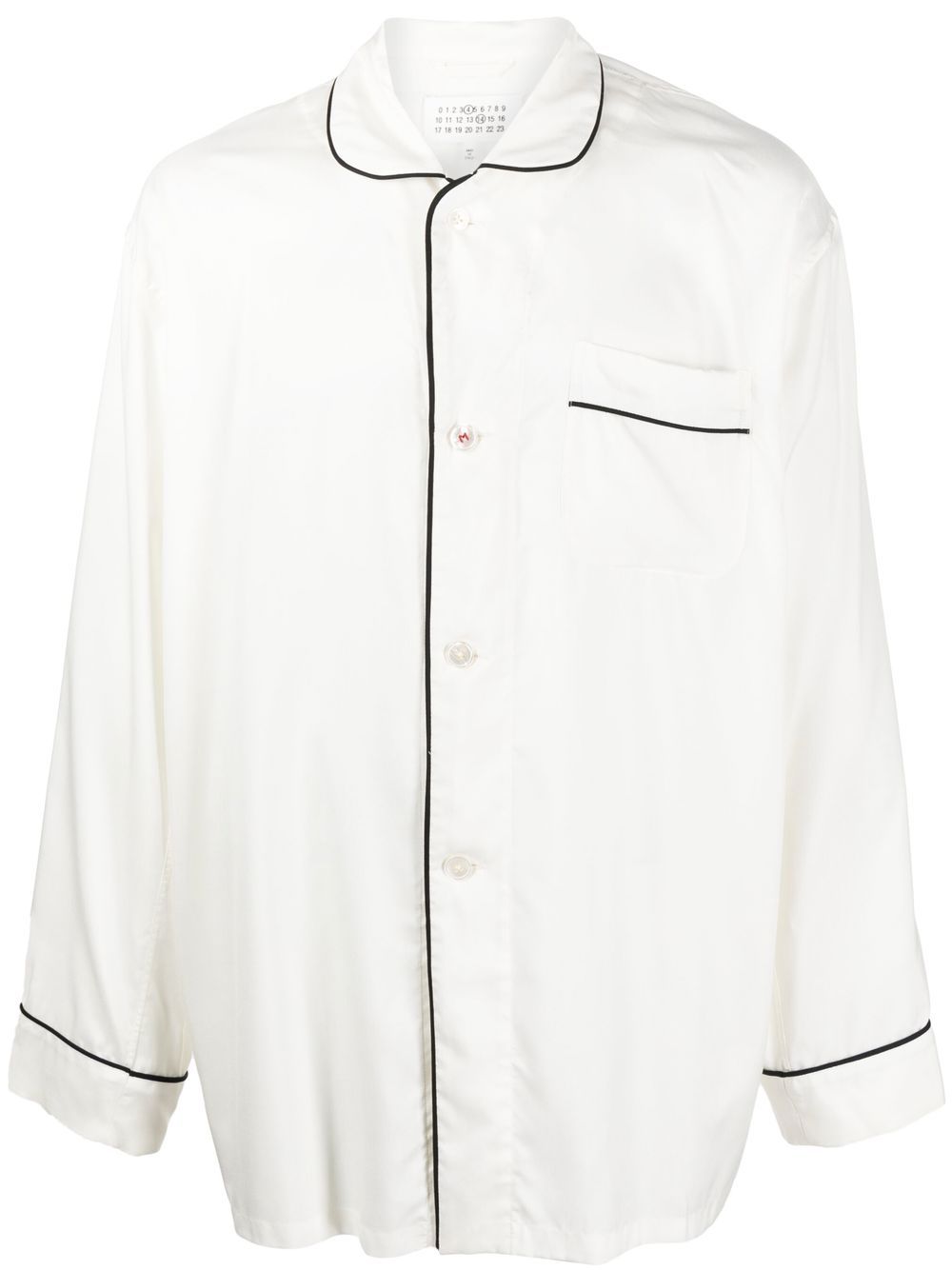 Shop Maison Margiela Piped-trim Silk Shirt In White