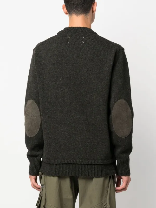 Maison Margiela elbow-patch Crew Neck Jumper - Farfetch