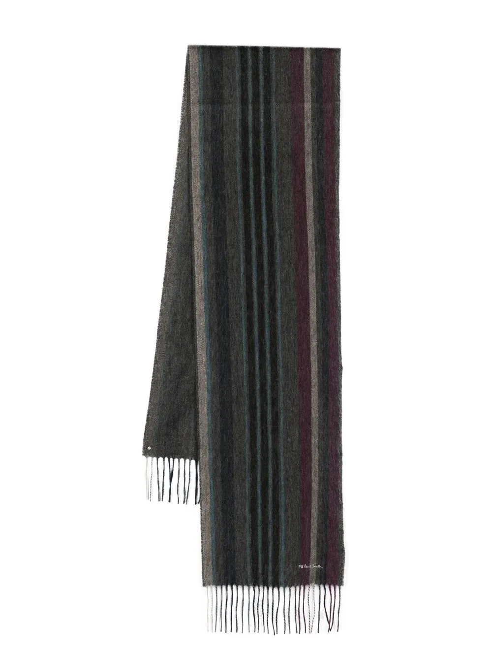 

PS Paul Smith logo-embroidered striped scarf - Grey