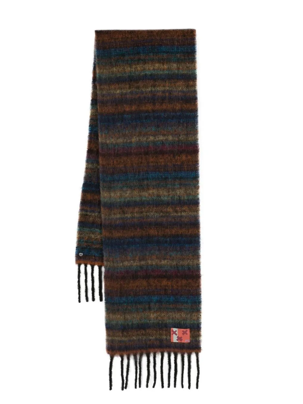 

PS Paul Smith striped logo-patch scarf - Brown