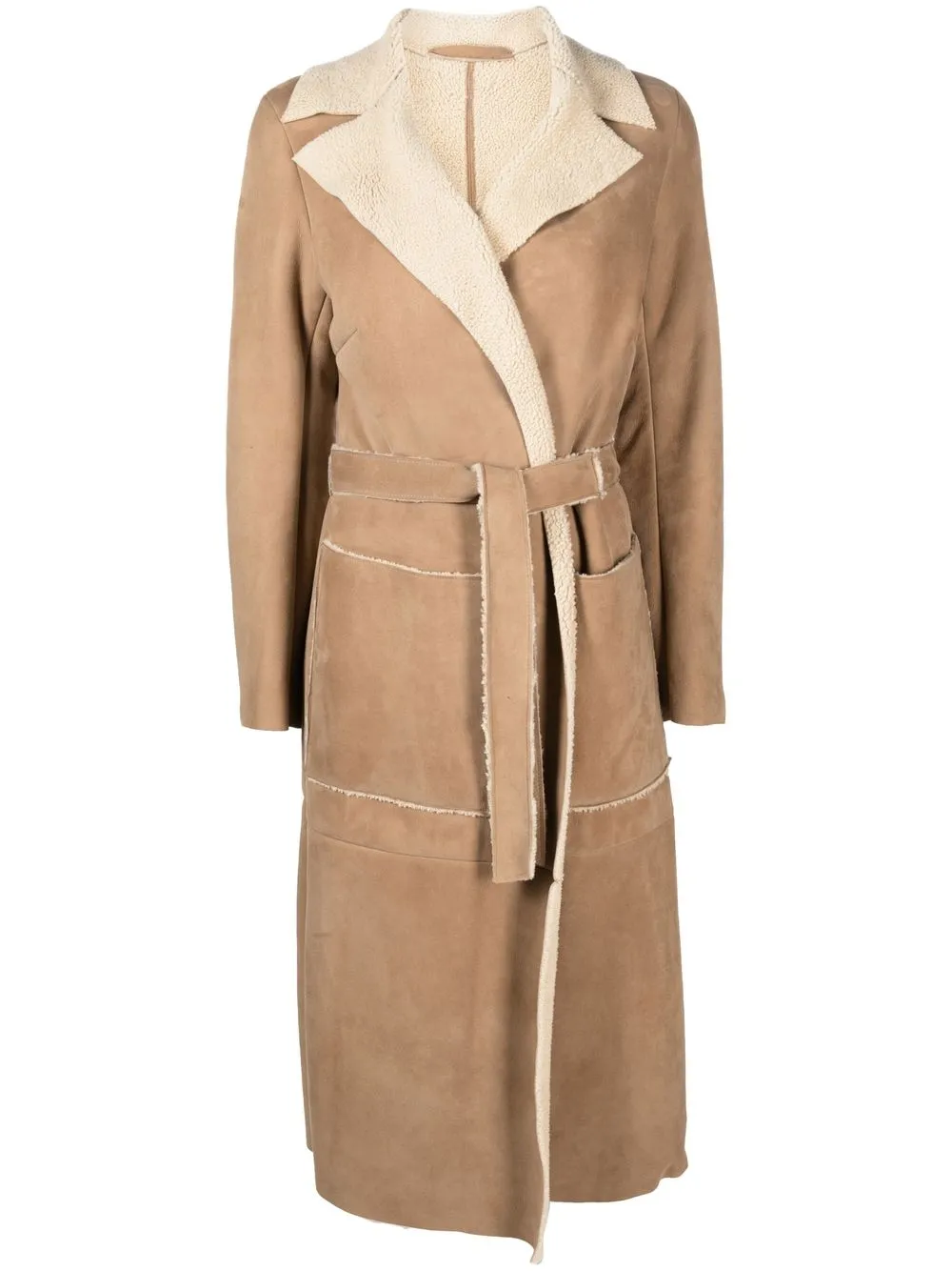 

Salvatore Santoro shearling-lined tied-waist coat - Brown