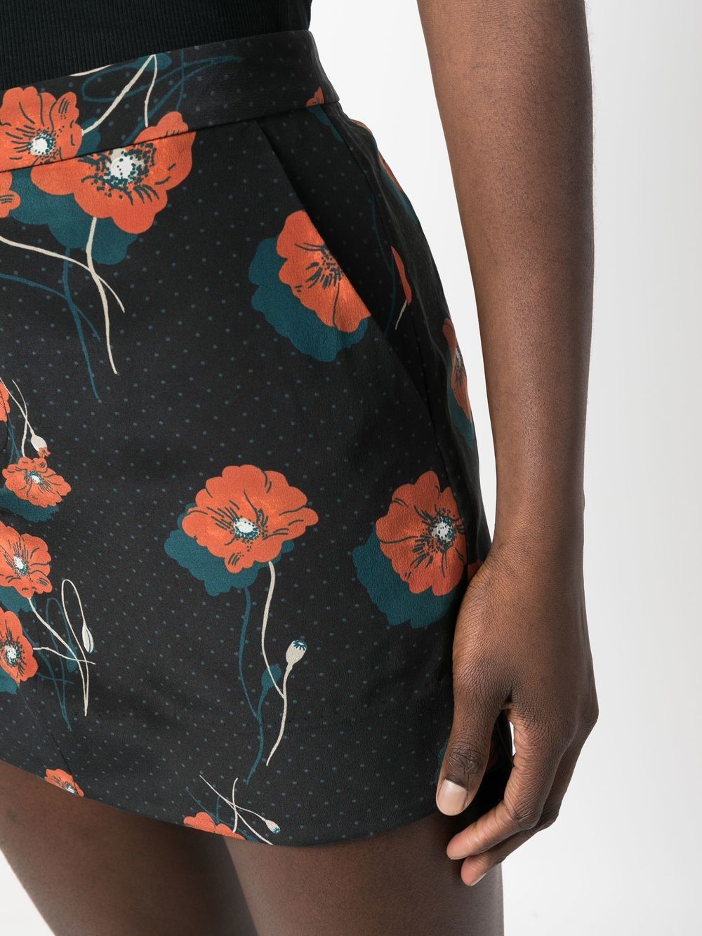 Shop Equipment Floral-print Silk Mini Skirt In Black