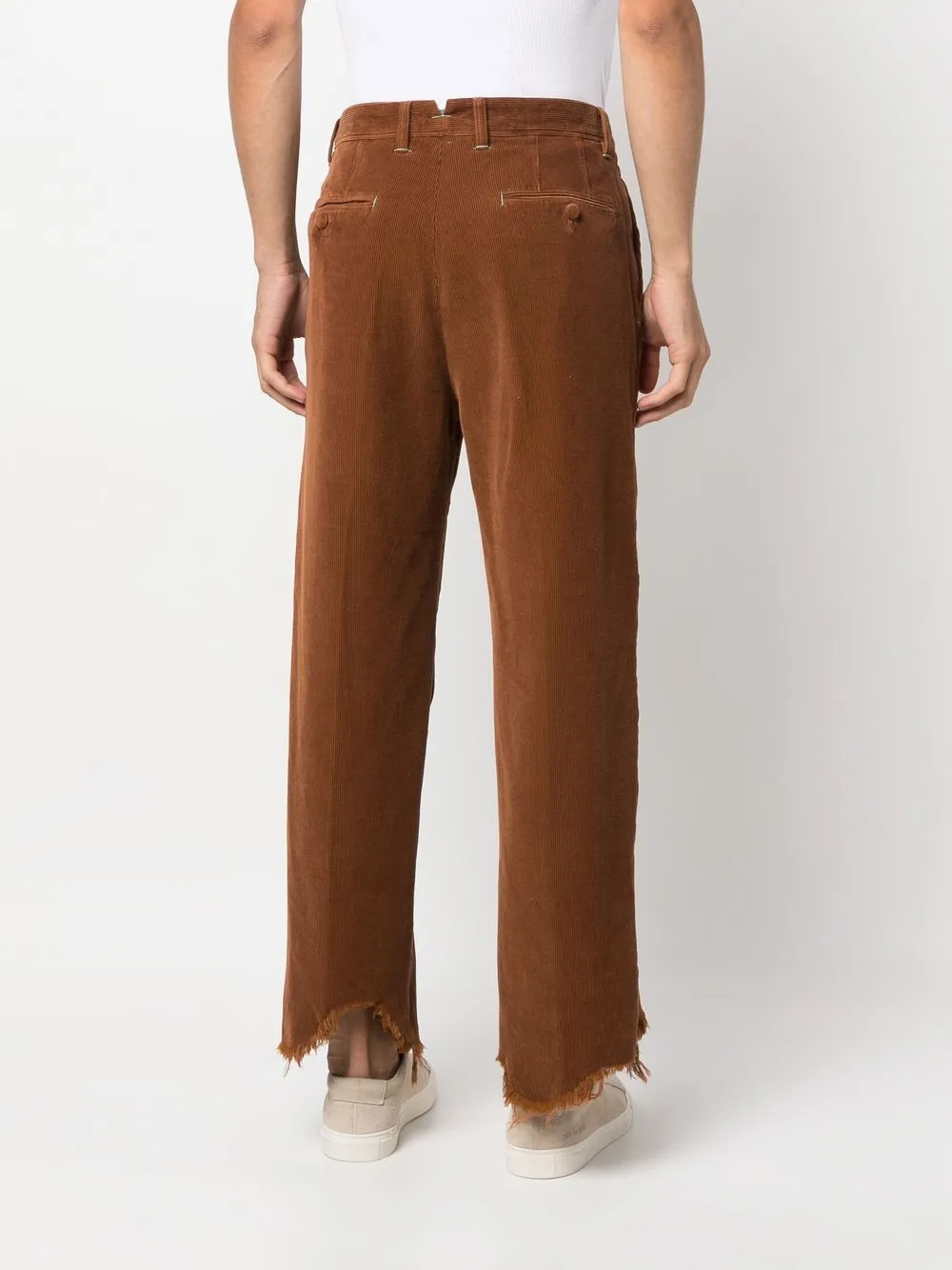 Shop Incotex Raw-cut Corduroy Trousers In Brown