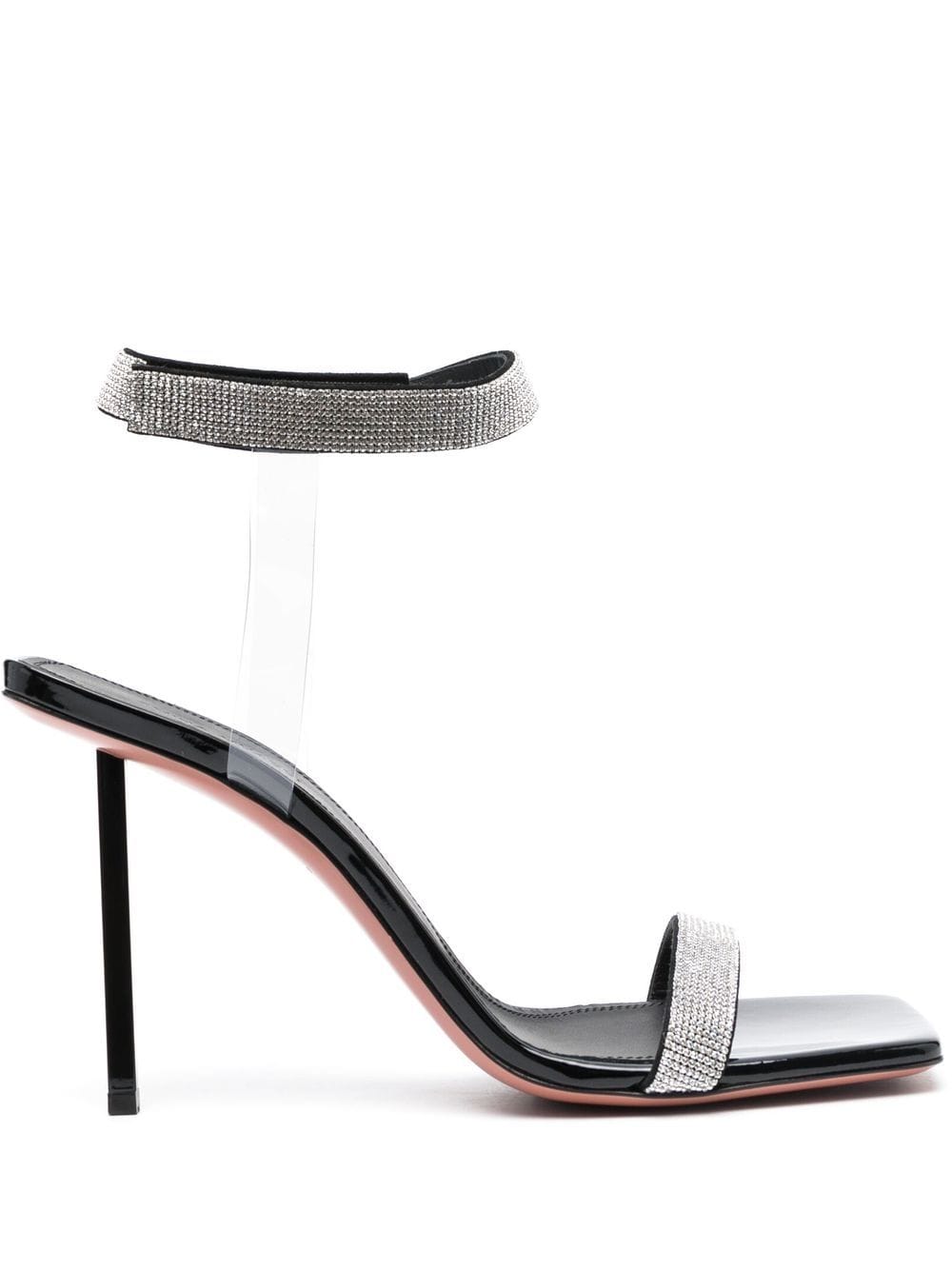 Shop Amina Muaddi Rih 110mm Crystal-embellished Sandals In Black