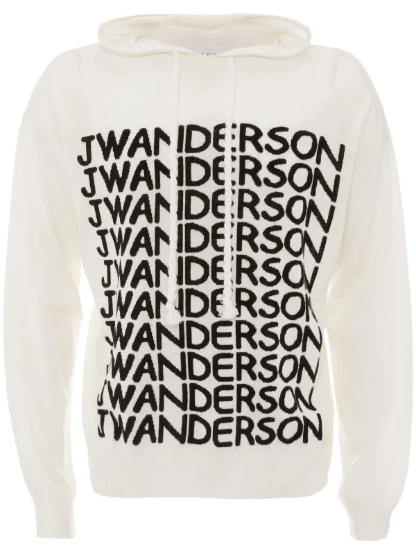 JW Anderson Logo-print Merino Hoodie in White