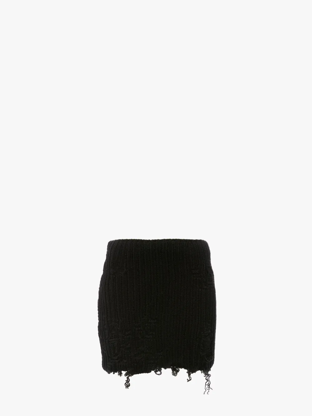 Jw Anderson Ribbed Knit Mini Skirt With Distressed Effect In Black