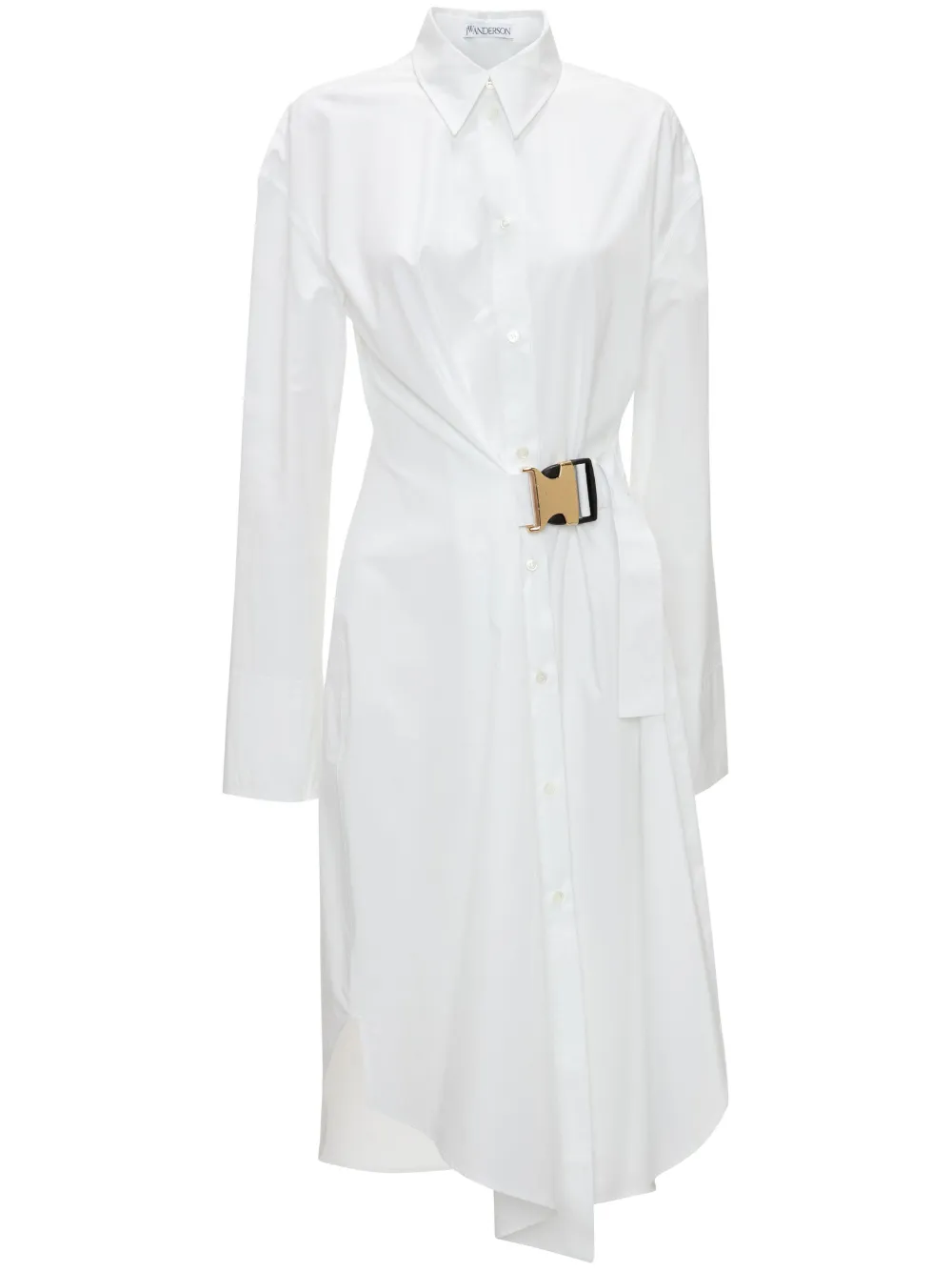 Jw Anderson Asymmetric Buckled Shirt Dress In White