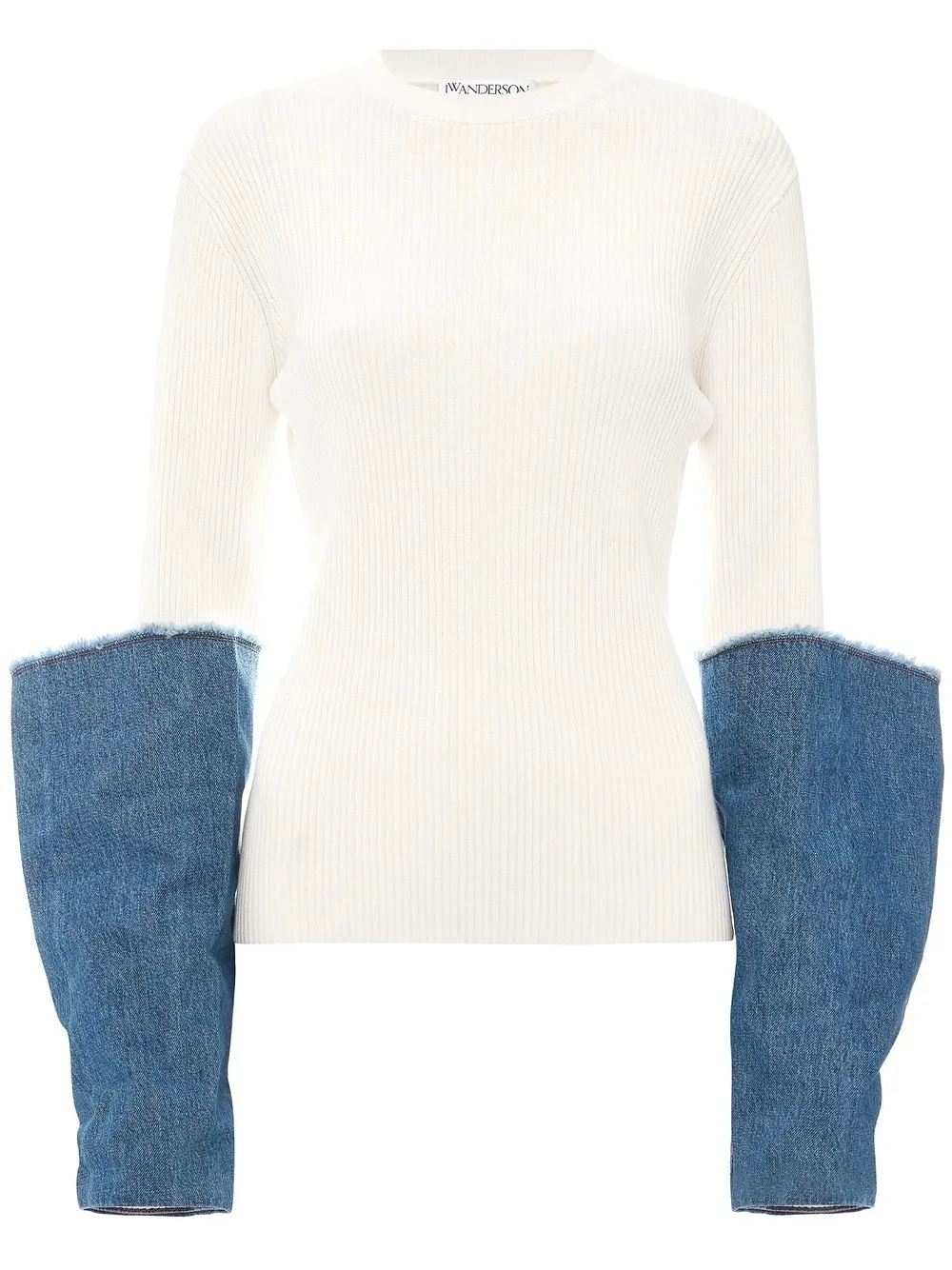 

JW Anderson denim-trim crew-neck jumper - White